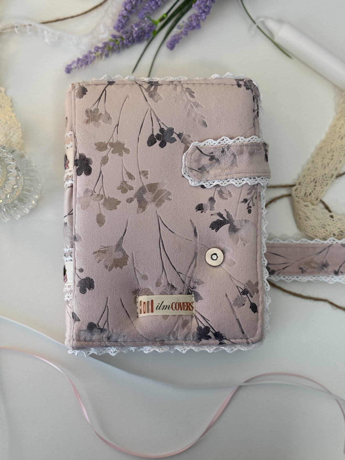 purple floral hardcover Qurān cover