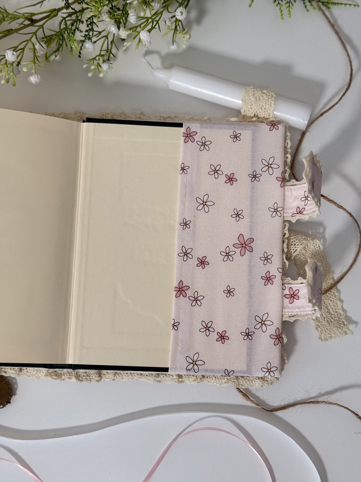 light pink floral hardcover Qurān cover