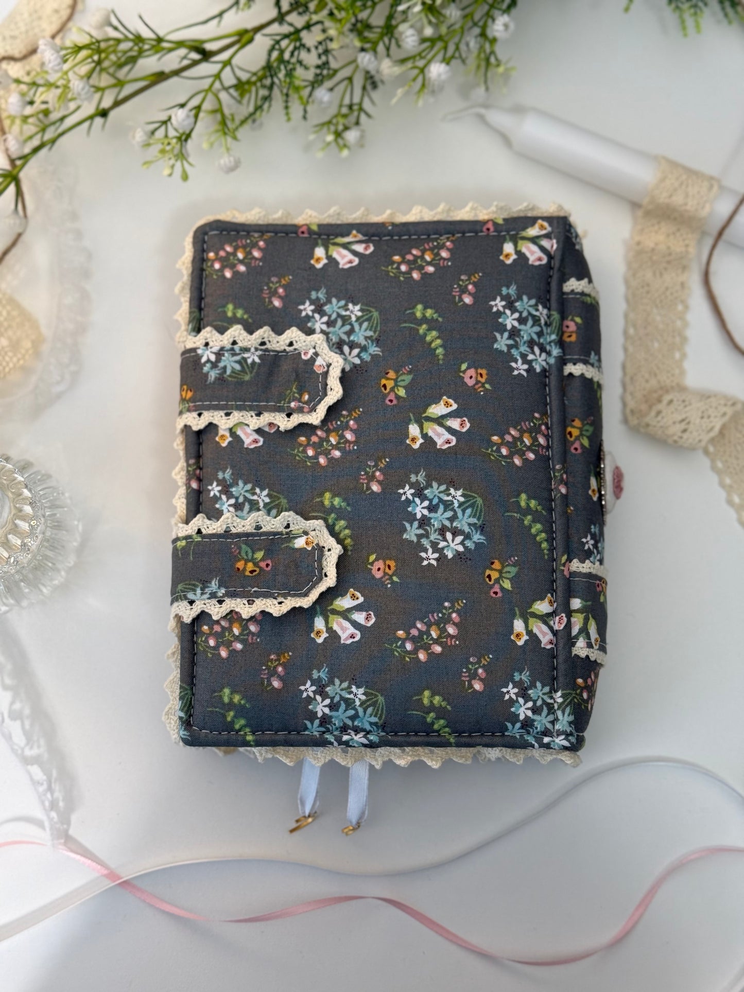 dark floral hardcover Qurān cover